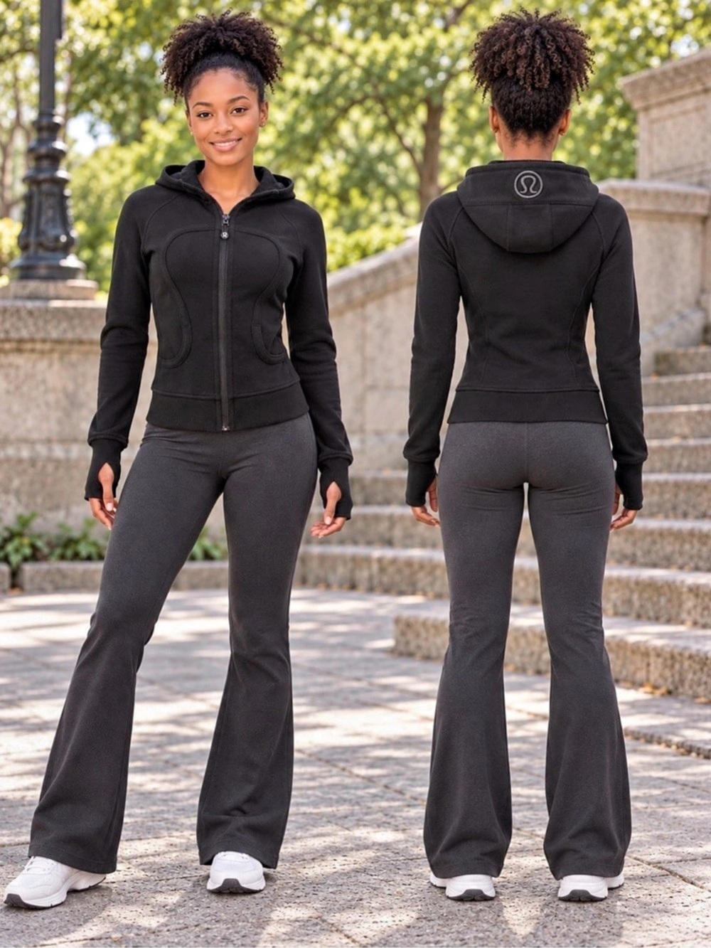 Lululemon Black Scuba Hoodie Stretch Lined Hood Full Zip Size Small (4)